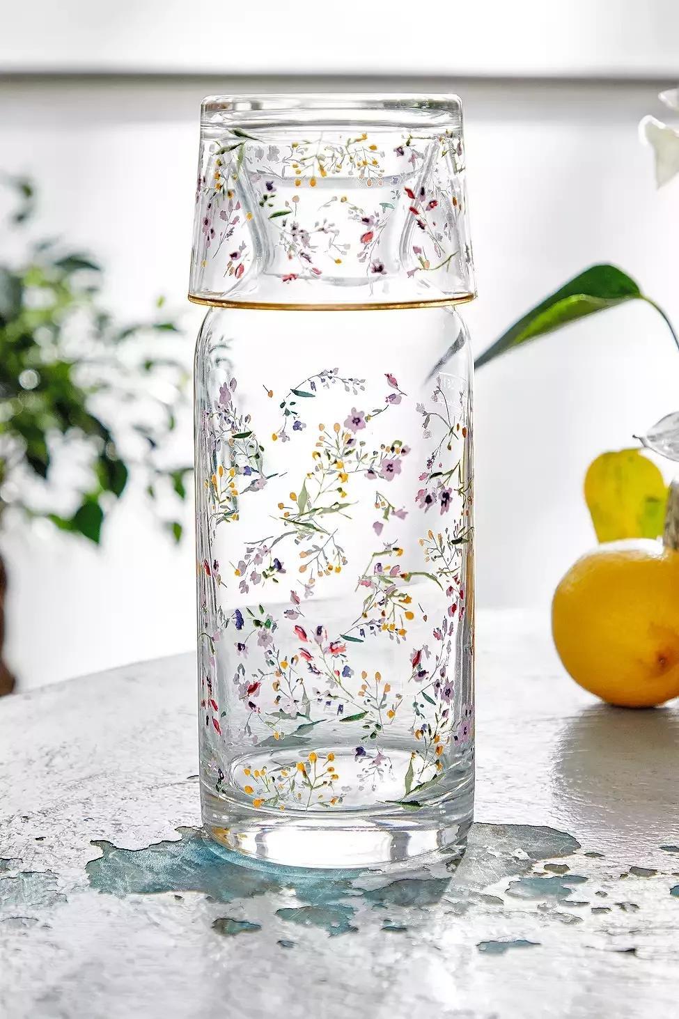 Assorted Floral Glass Carafe, , large image number 0