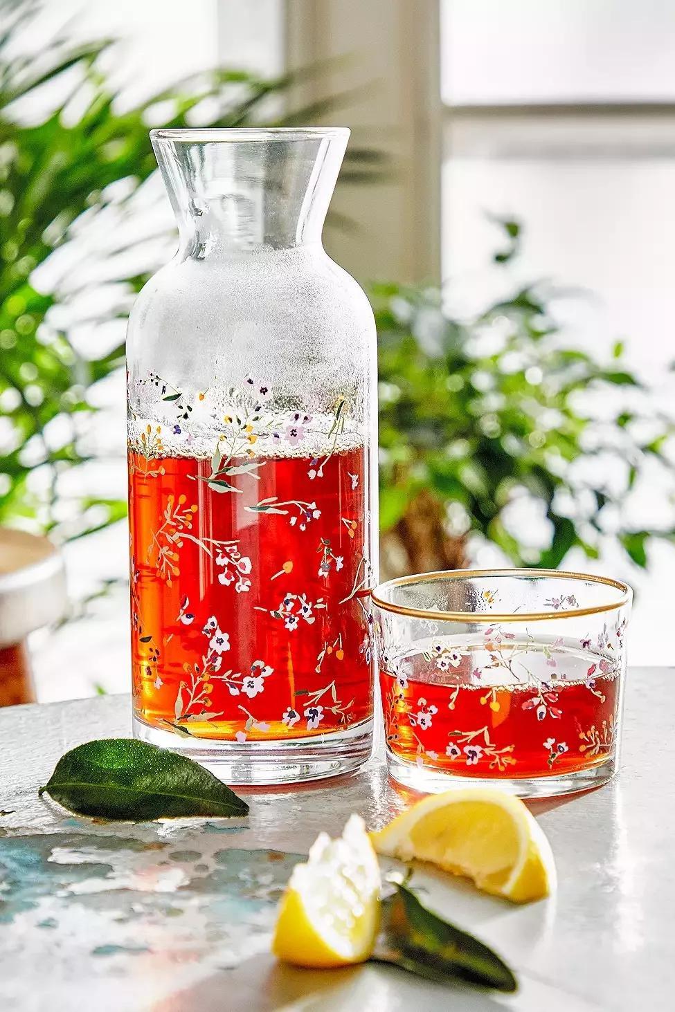 Assorted Floral Glass Carafe, , large image number 1