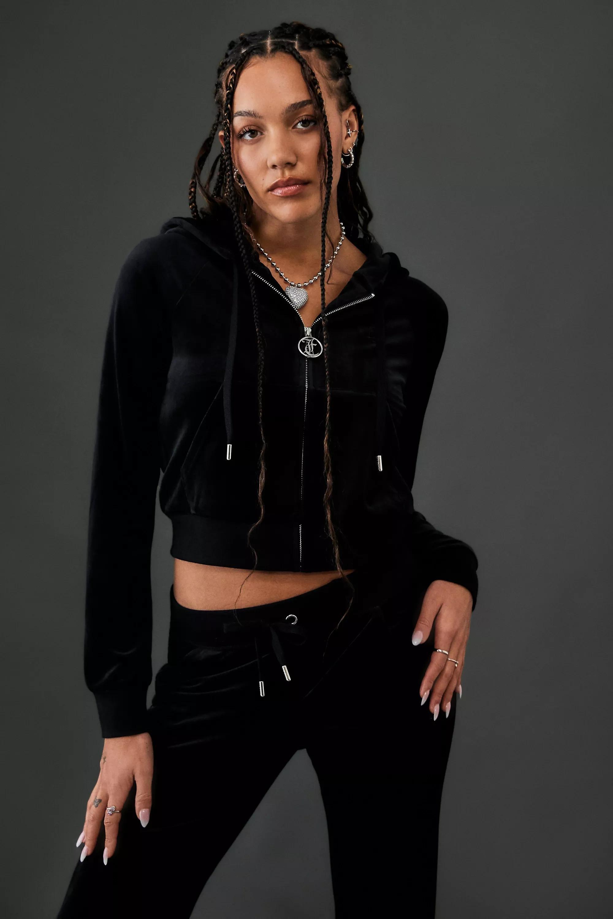 Black Juicy Couture Rhinestone Zip-Through Hoodie, BLK, large image number 1