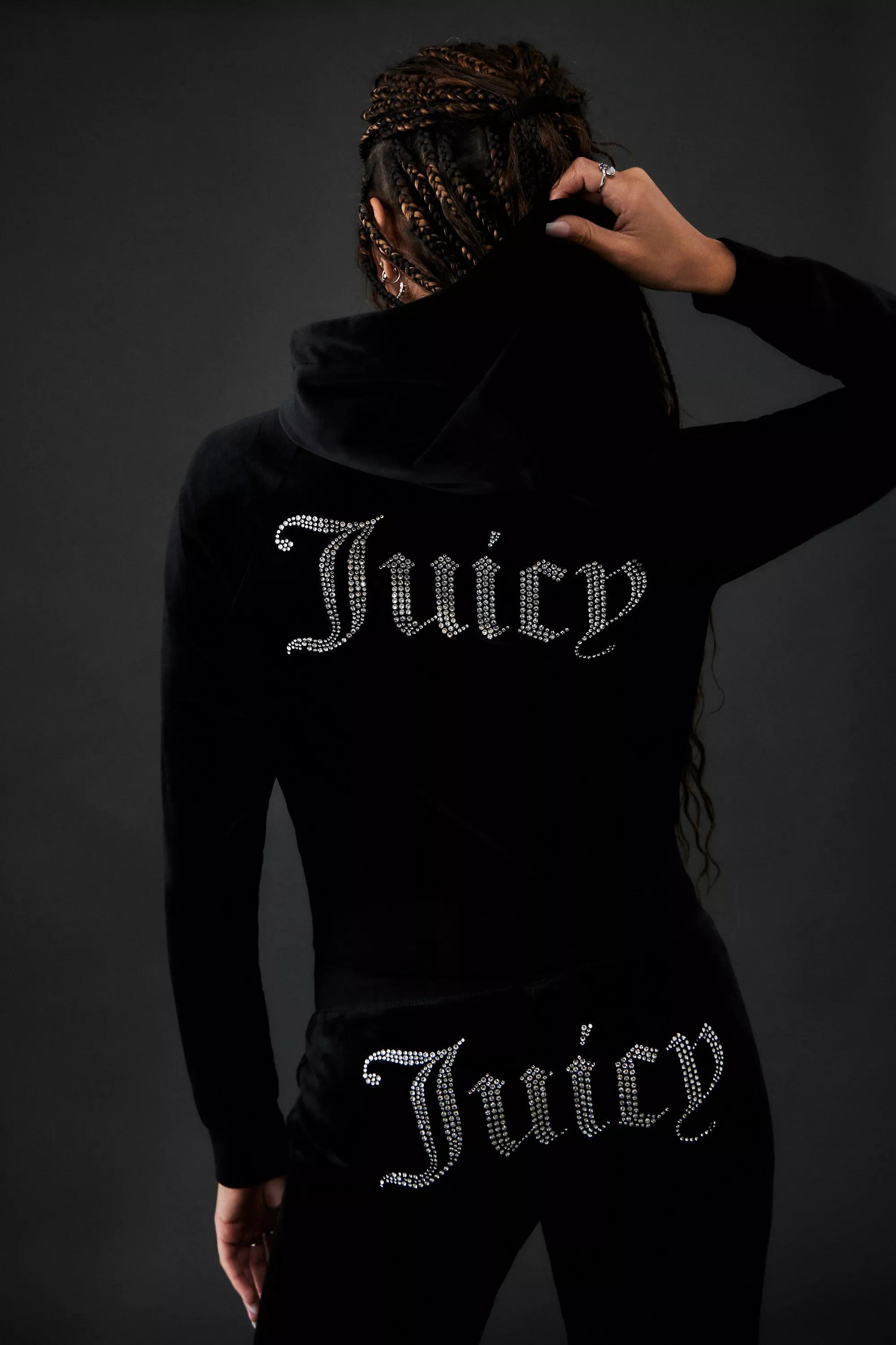 Black Juicy Couture Rhinestone Zip-Through Hoodie, , large image number 3