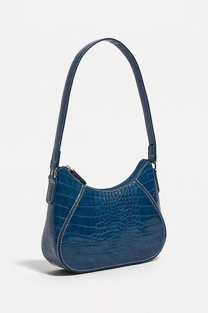 NAVY UO Yas Contrast Stitch Faux Croc Shoulder Bag, , large image number 1