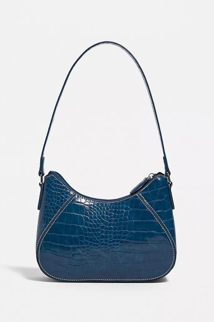 NAVY UO Yas Contrast Stitch Faux Croc Shoulder Bag, , large image number 2