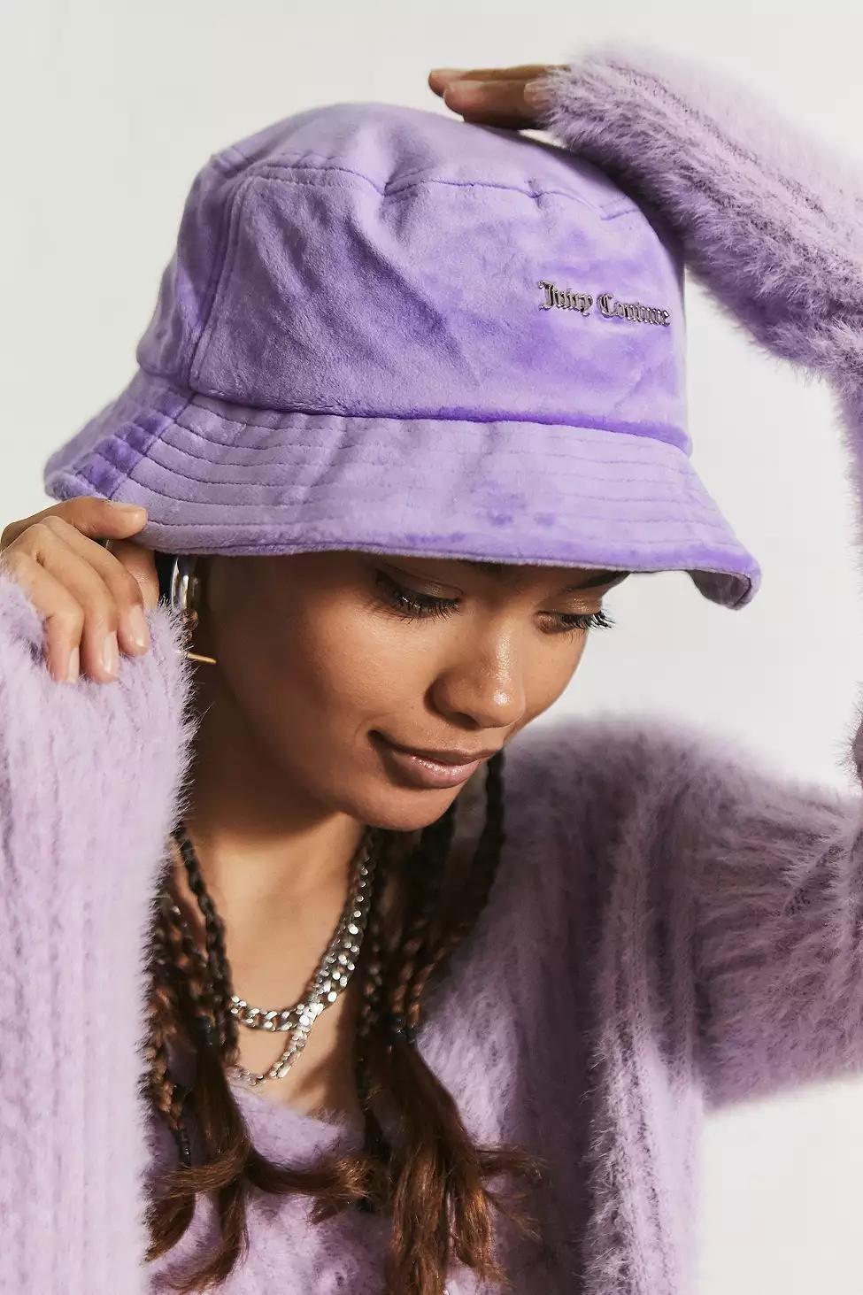 Violet Juicy Couture Velour Bucket Hat, Women, , large image number 0