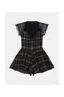 Urban Outfitters - Black Motif Uo Milly Plaid Mesh Playsuit