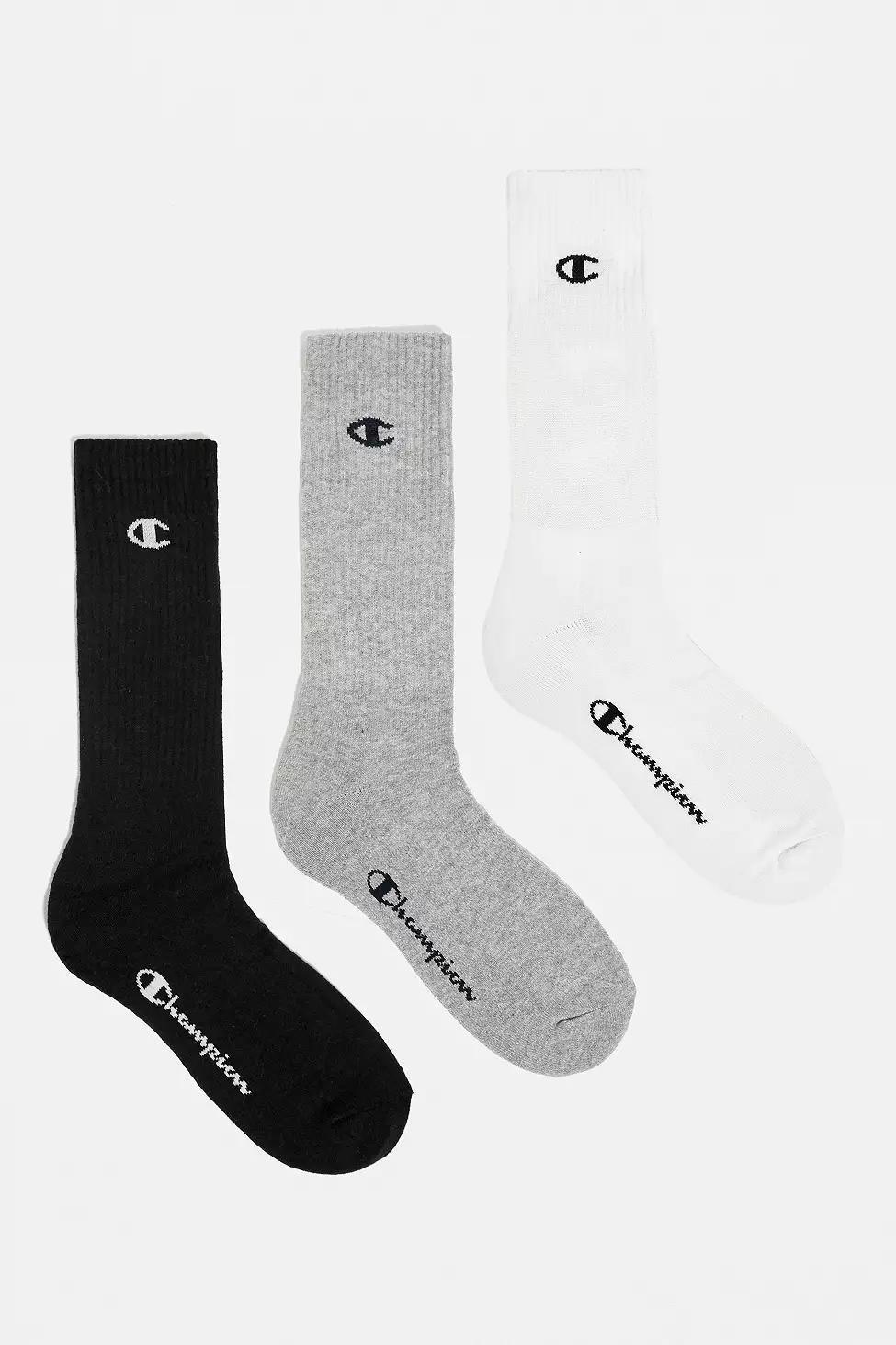 Champion Logo Black, Grey and White Socks 3-Pack, Men, , large image number 0
