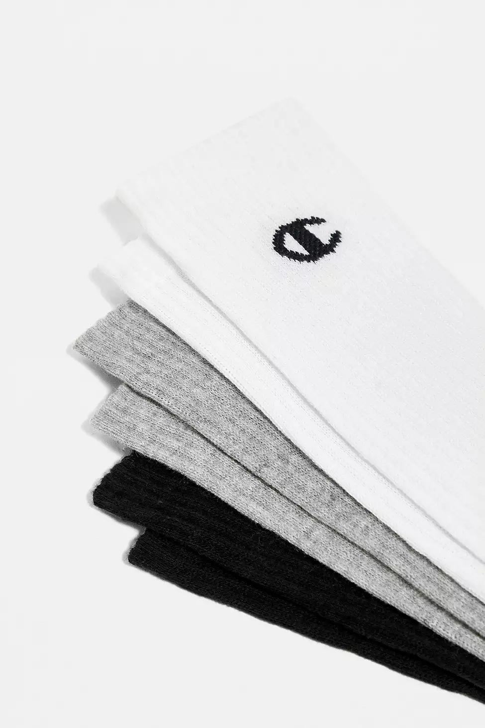 Champion Logo Black, Grey and White Socks 3-Pack, Men, , large image number 1