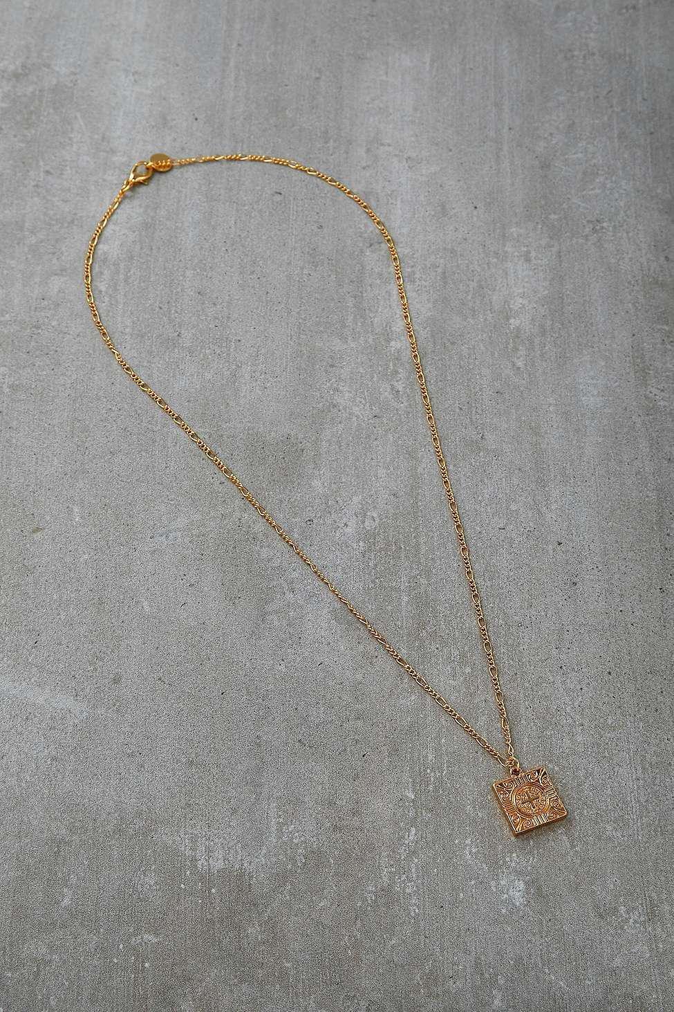 Gold Square Pendant Chain Necklace, Men, , large image number 0