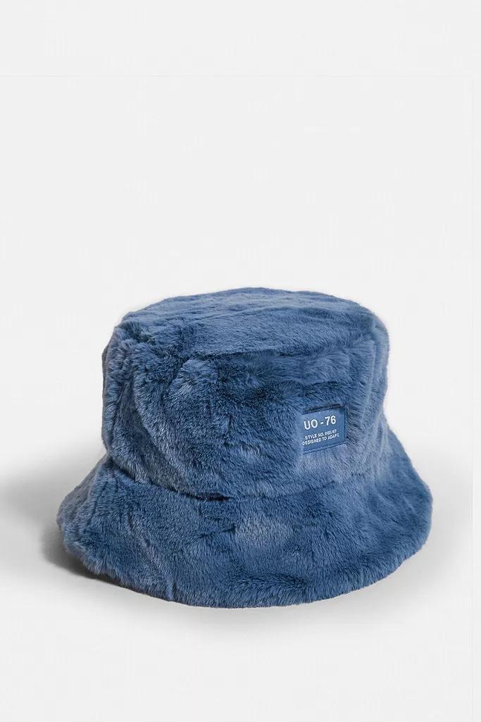 Blue UO Faux Fur Oversized Bucket Hat, Women, , large image number 1