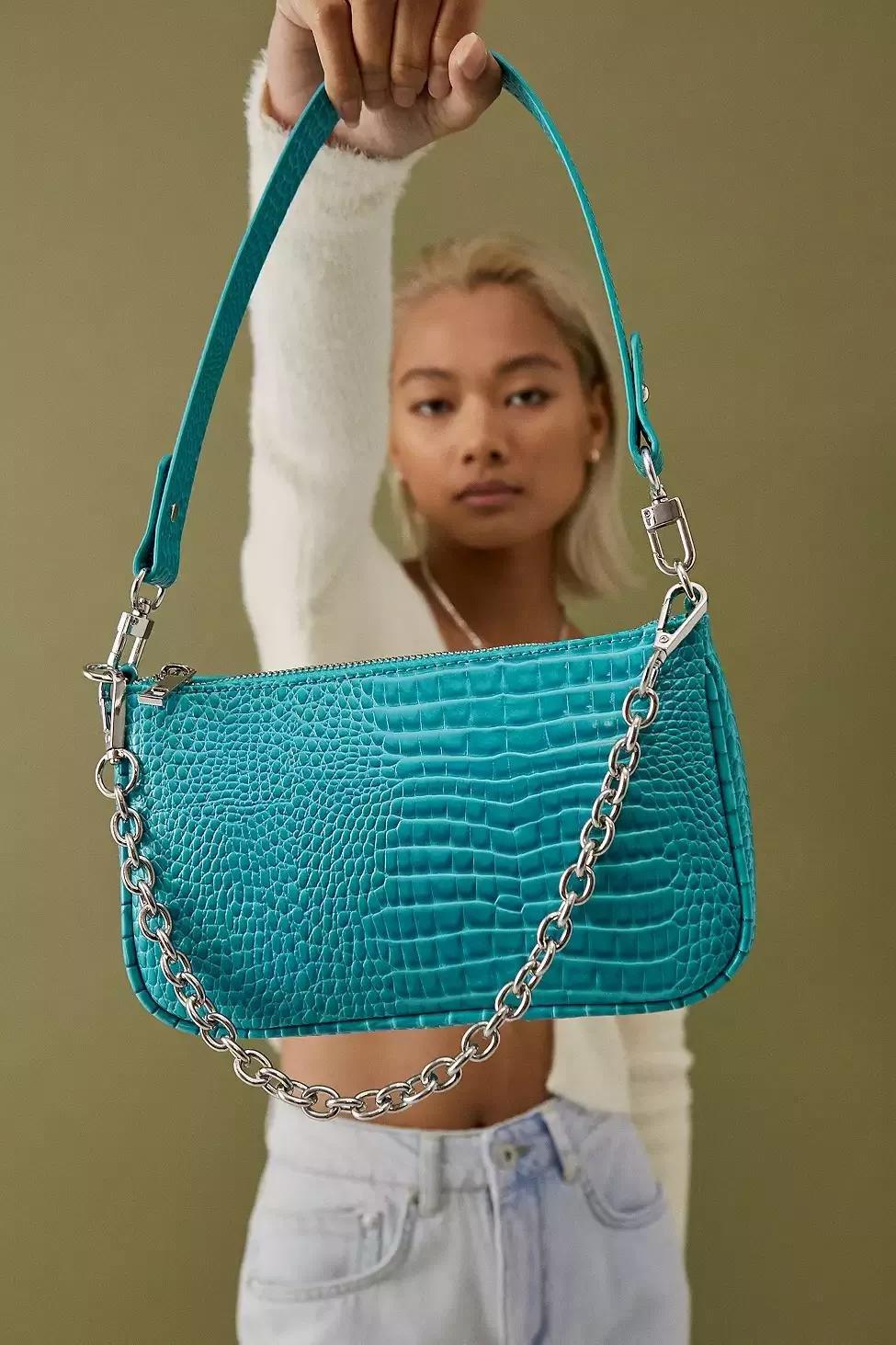 Sapphire UO Chain Accent Croc Shoulder Bag, Women, , large image number 0