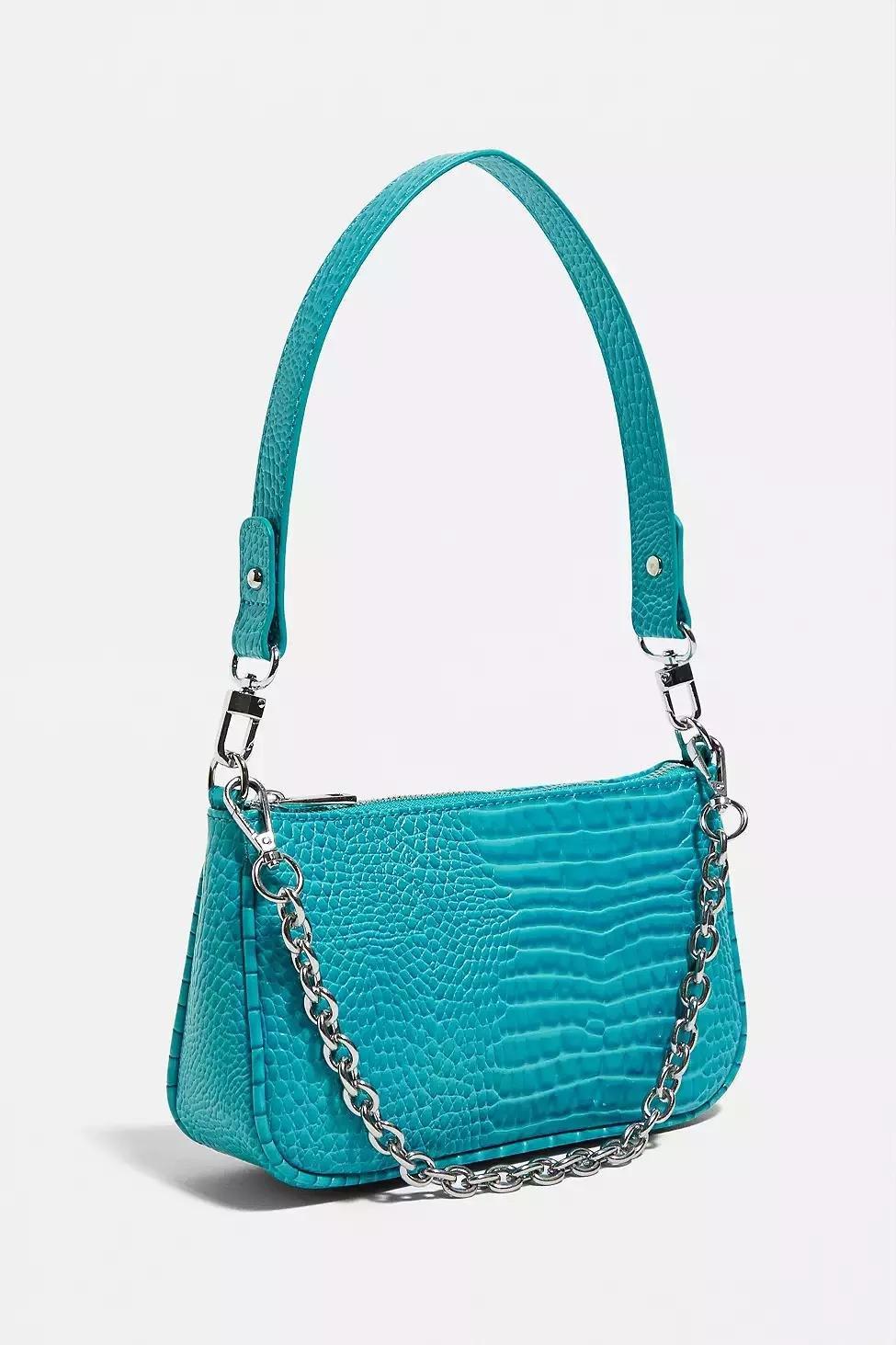 Sapphire UO Chain Accent Croc Shoulder Bag, Women, , large image number 1