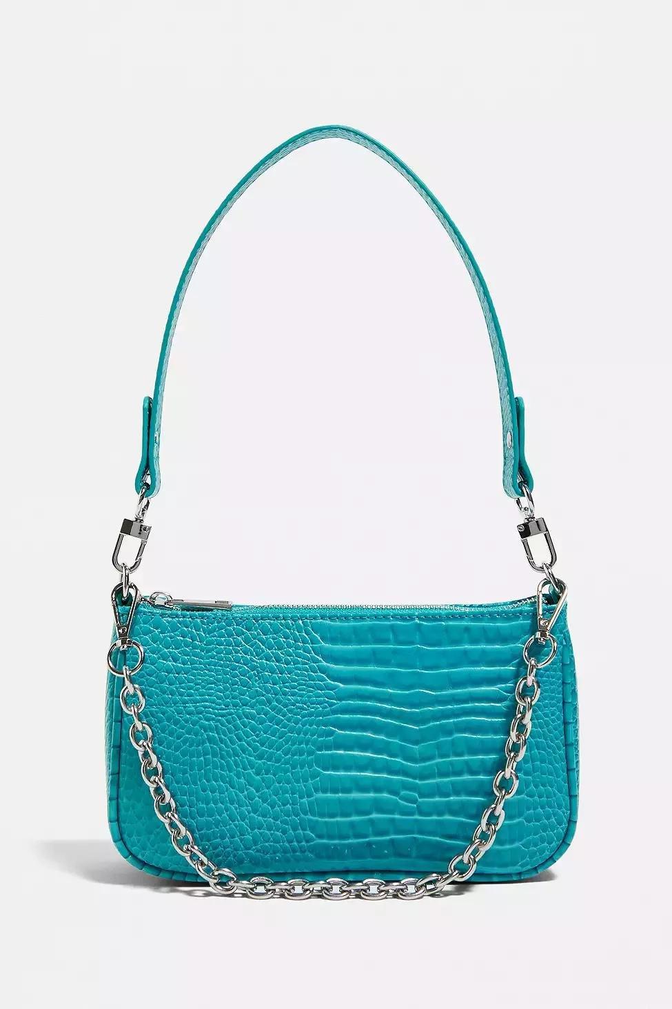 Sapphire UO Chain Accent Croc Shoulder Bag, Women, , large image number 2