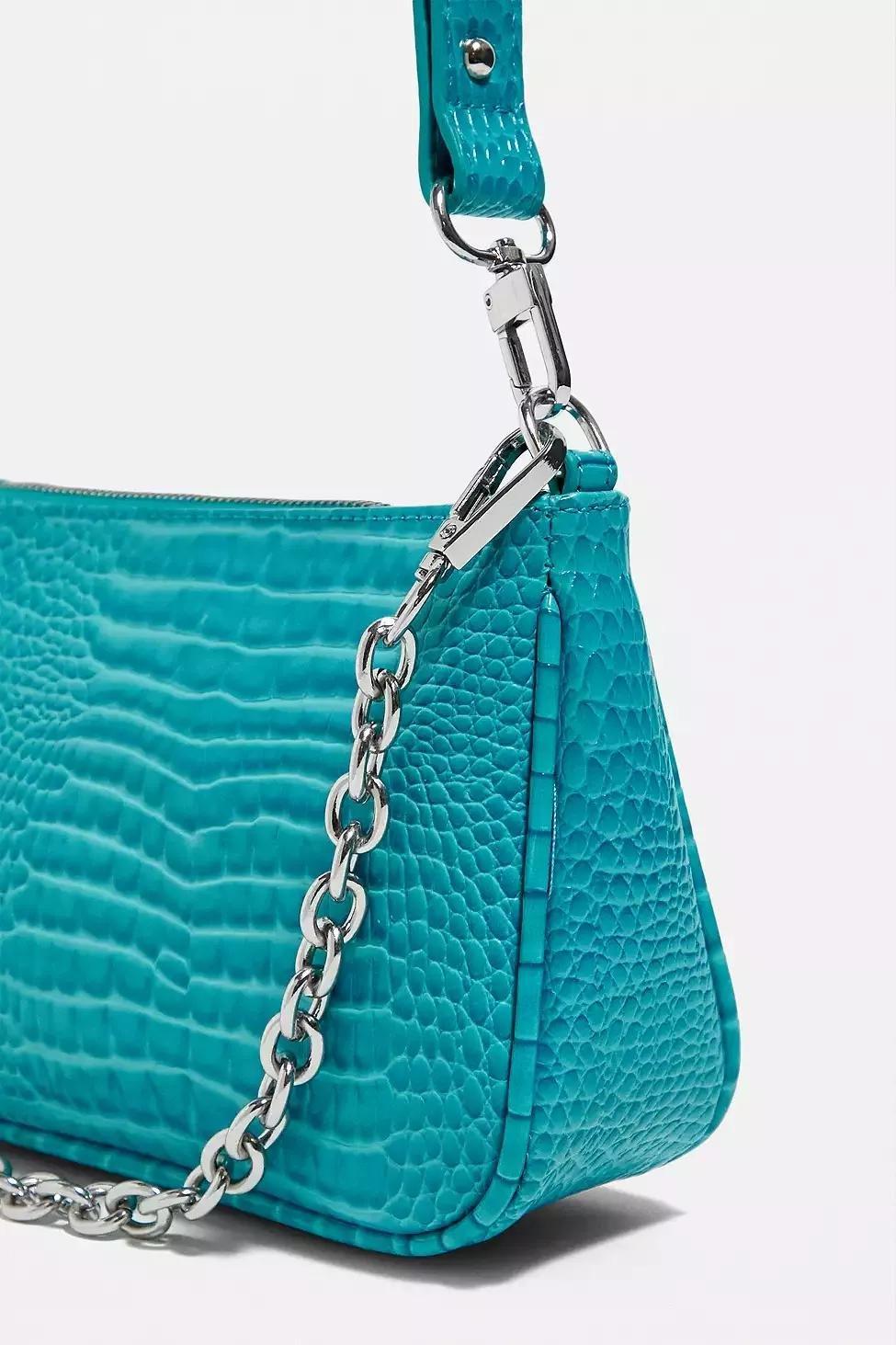 Sapphire UO Chain Accent Croc Shoulder Bag, Women, , large image number 4