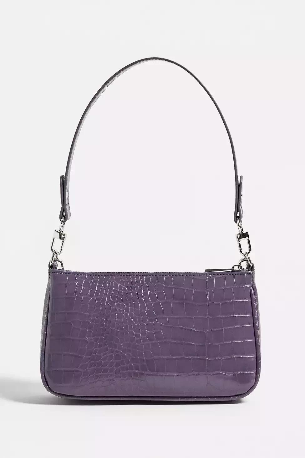 Mauve UO Chain Accent Croc Shoulder Bag, Women, , large image number 3