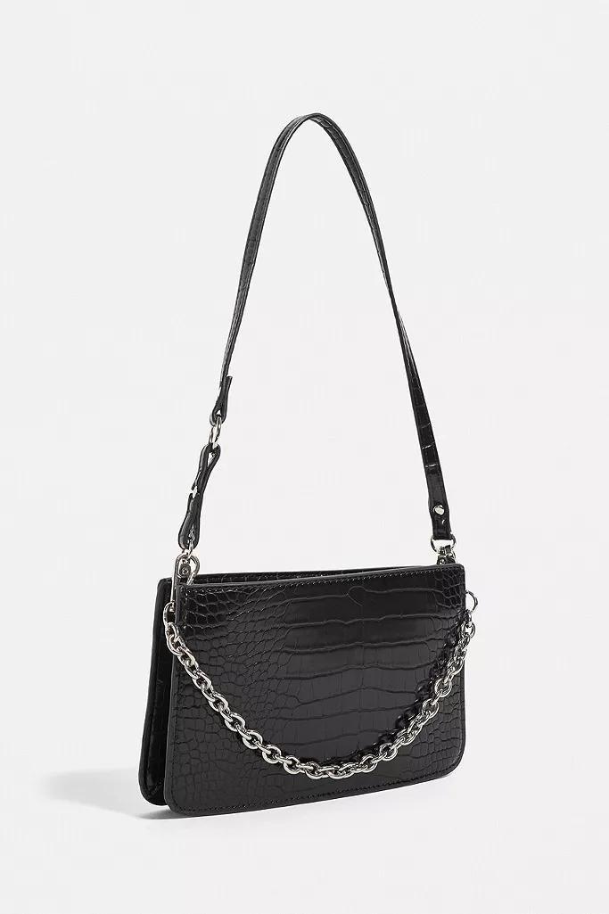Black UO Croc Chain Shoulder Bag, Women, , large image number 3