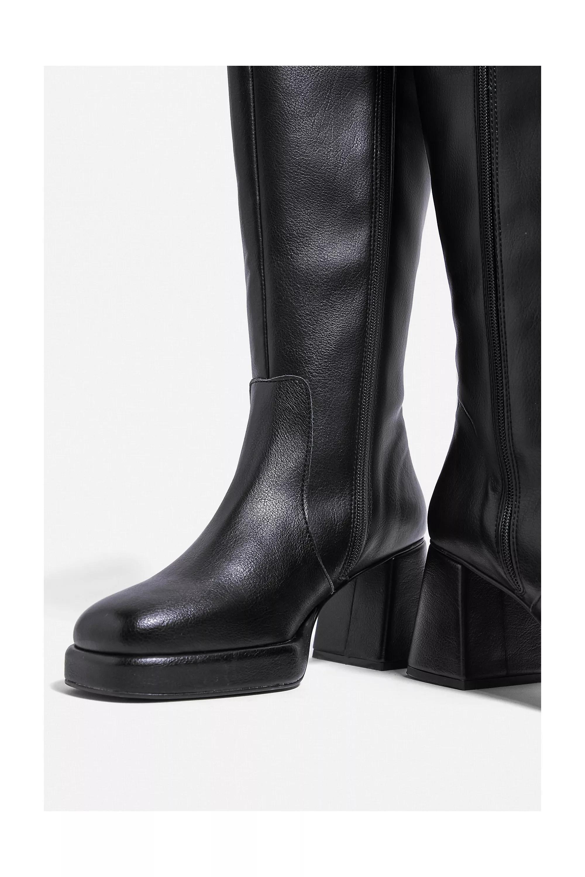 Black Uo Knee High Boots, , large image number 4