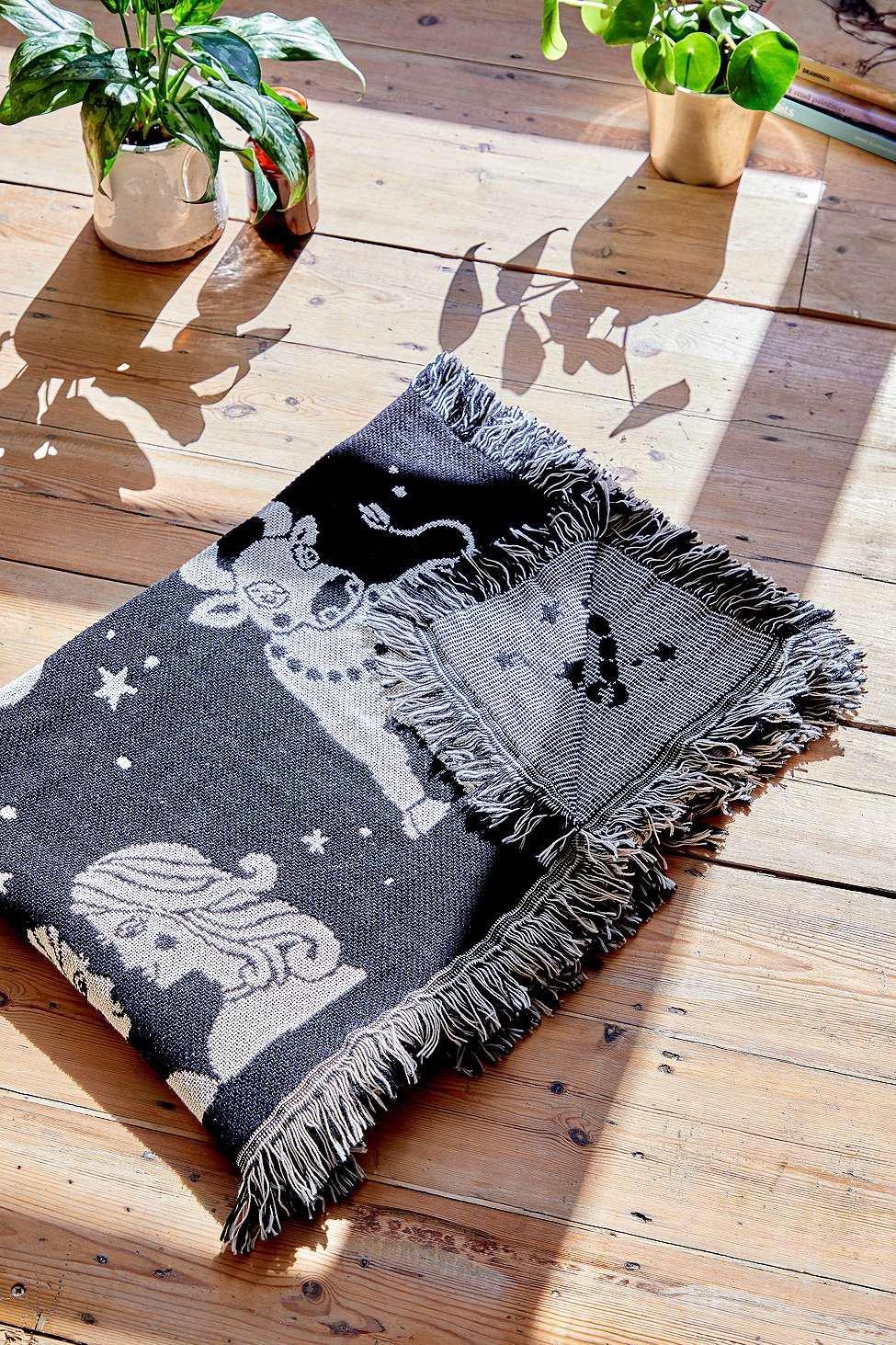 Black/White Astrology Throw Blanket, , large image number 1