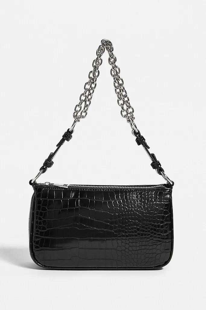 Black Ruth Chain Strap Croc Shoulder Bag, Women, , large image number 2