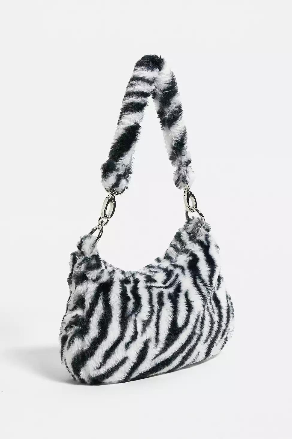 Black/White UO Faux Fur Shoulder Bag, Women, , large image number 1