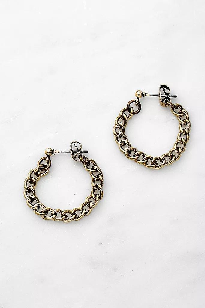 Gold Statement Chain Drop Hoop Earrings, Women, , large image number 0