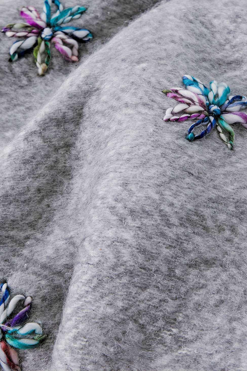 Embellished Grey Throw Blanket, , large image number 1