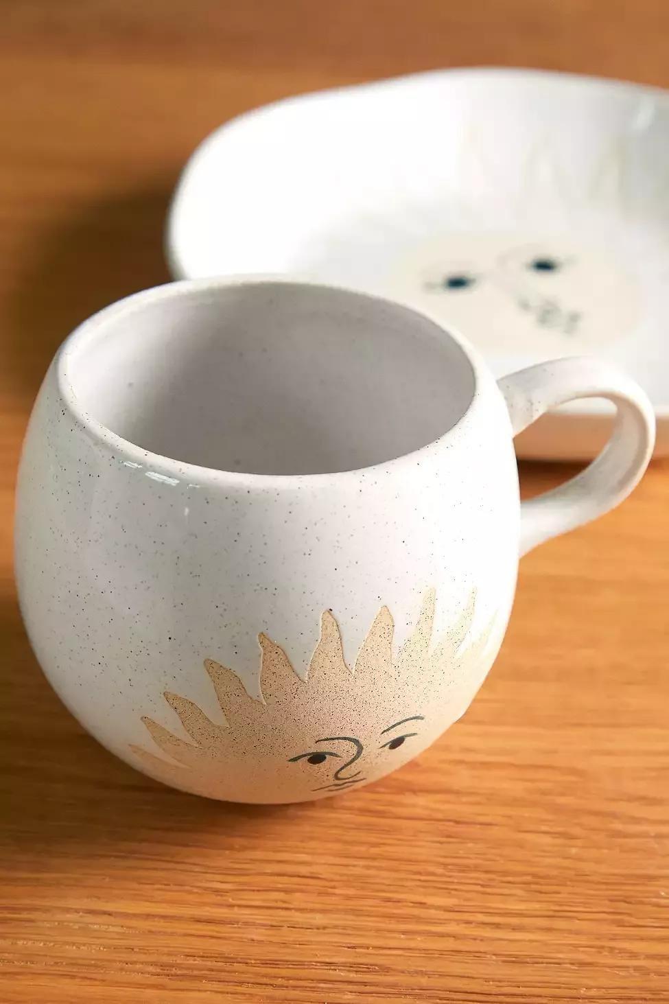 White Celestial Sun Face Mug, , large image number 0