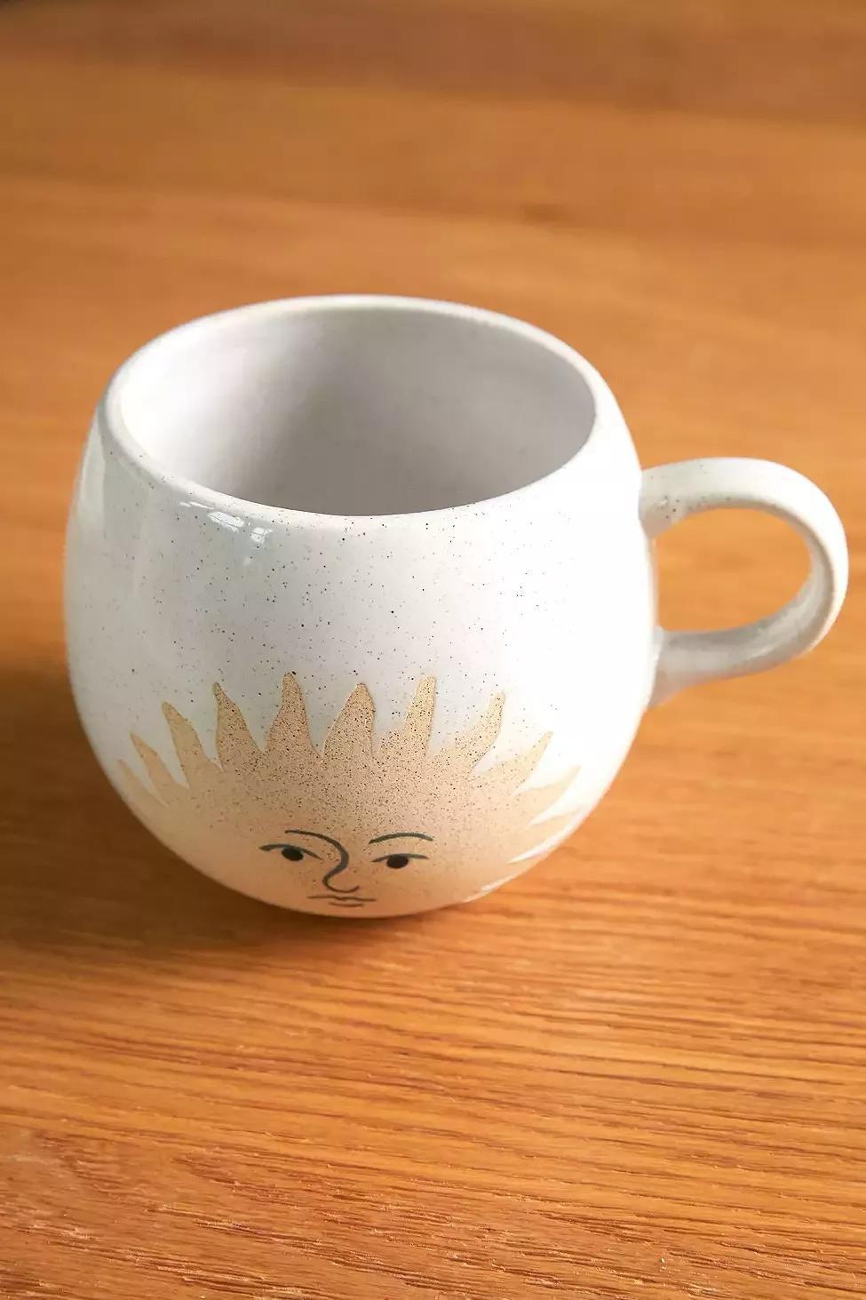 White Celestial Sun Face Mug, , large image number 1