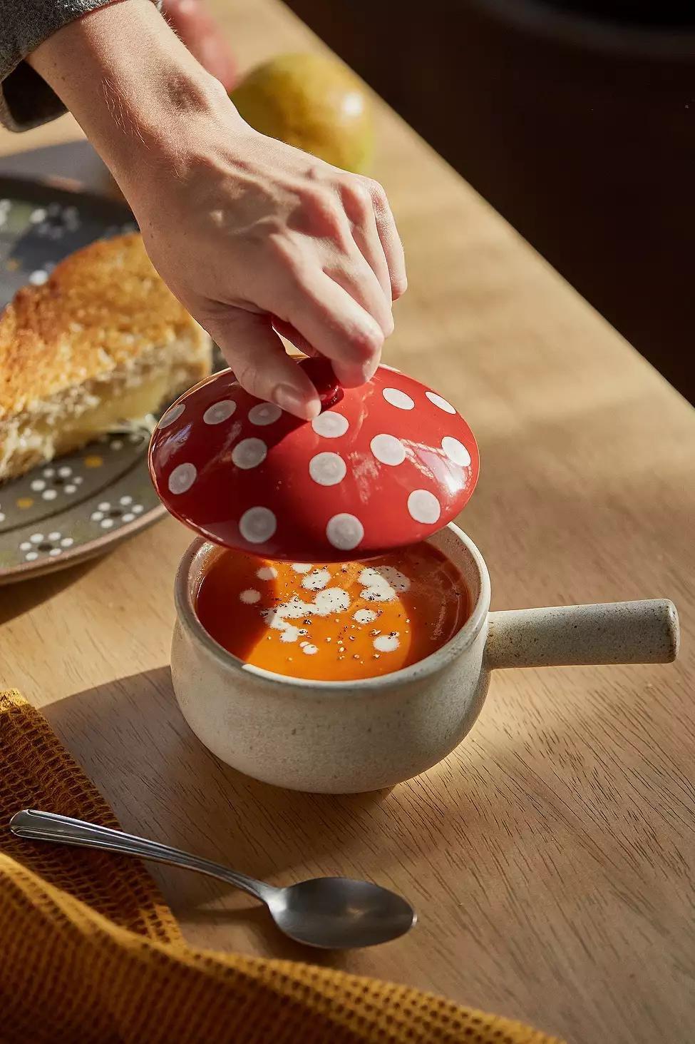 Mushroom Lidded Soup Bowl, , large image number 0