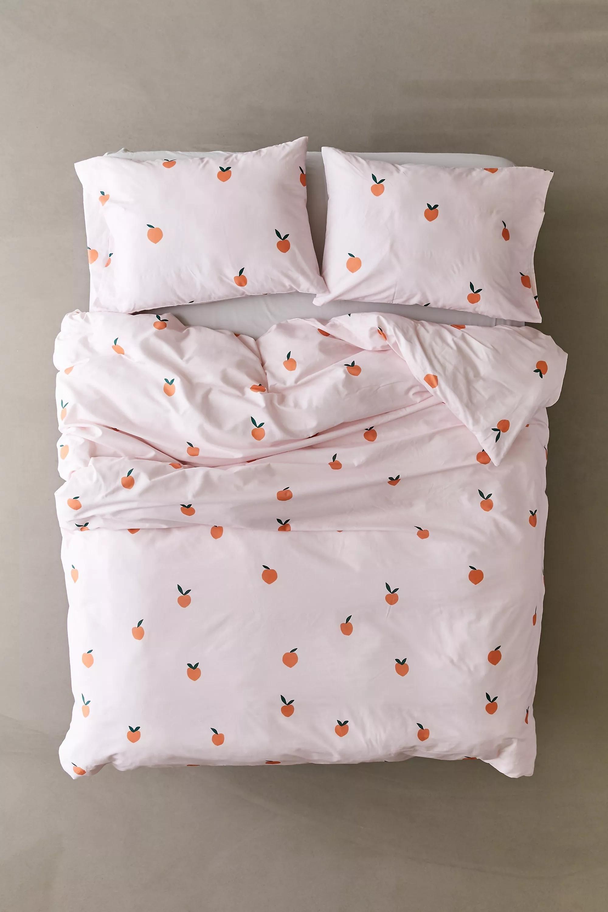White Pretty Peach Duvet Cover Set, , large image number 2