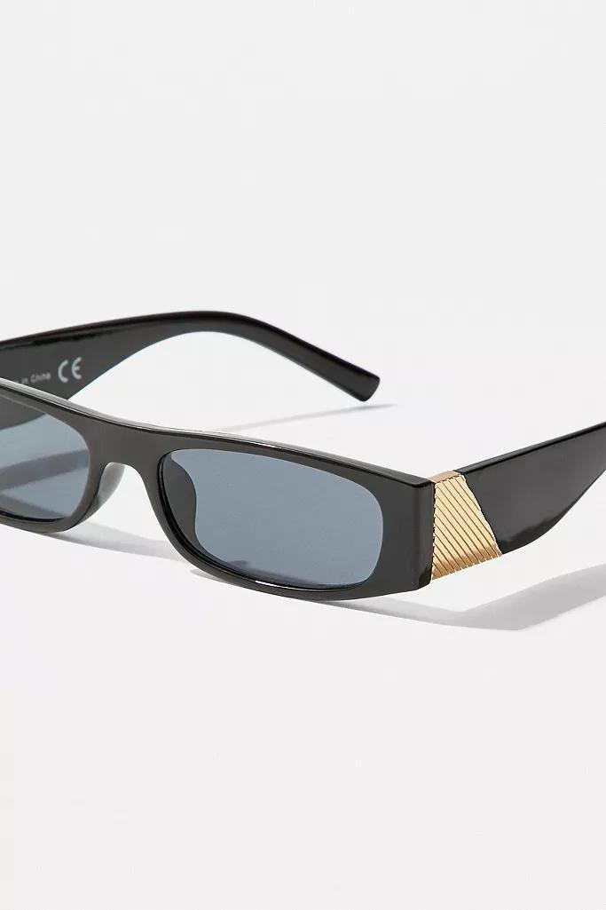 Black UO Laura Wide Rectangle Sunglasses, Women, , large image number 4