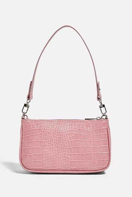 Pink UO Plate And Chain Accent Croc Shoulder Bag, Women, , large image number 3