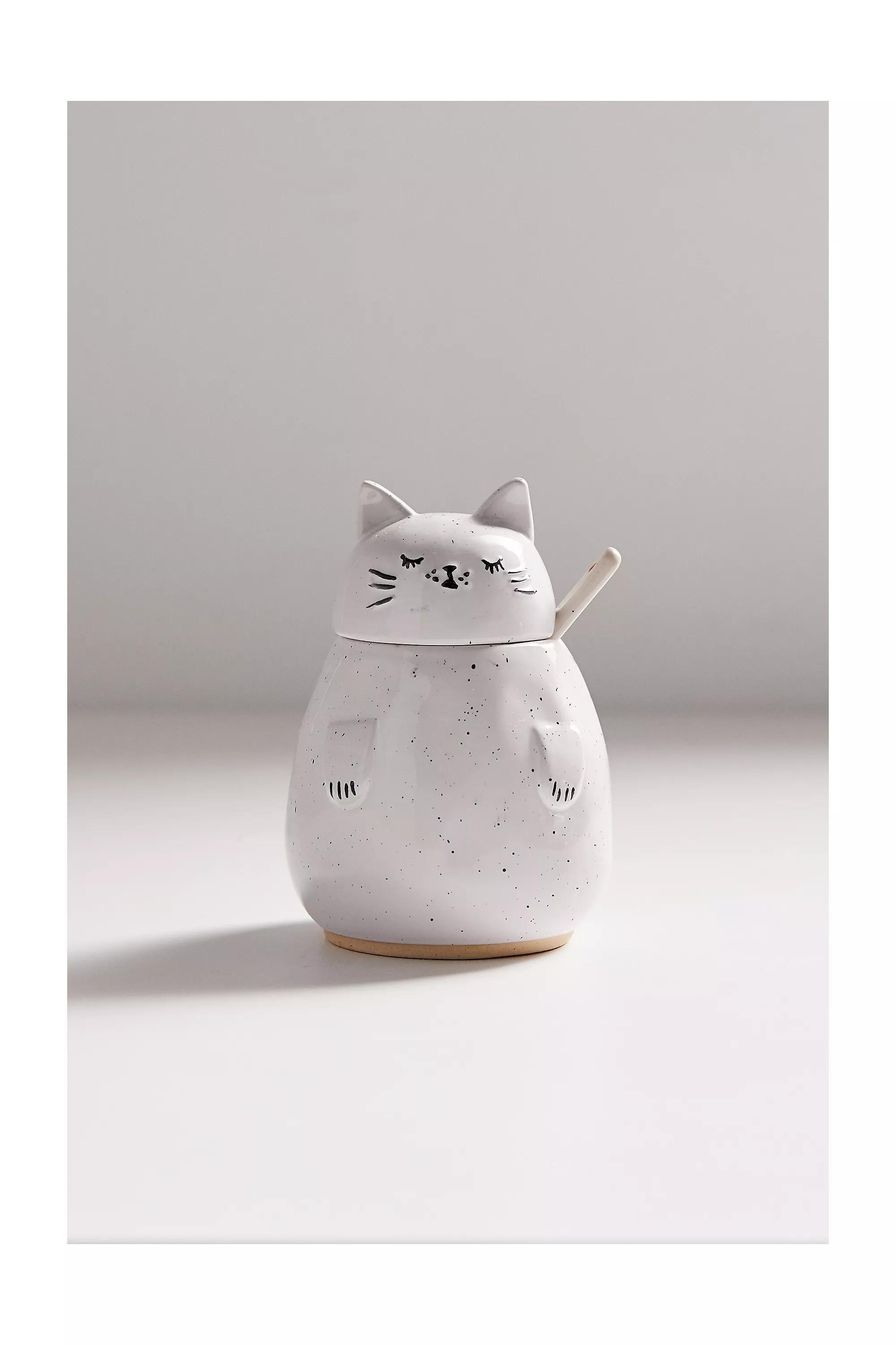 White Assort Lidded Cat Sugar Jar, ASSORT, large image number 1