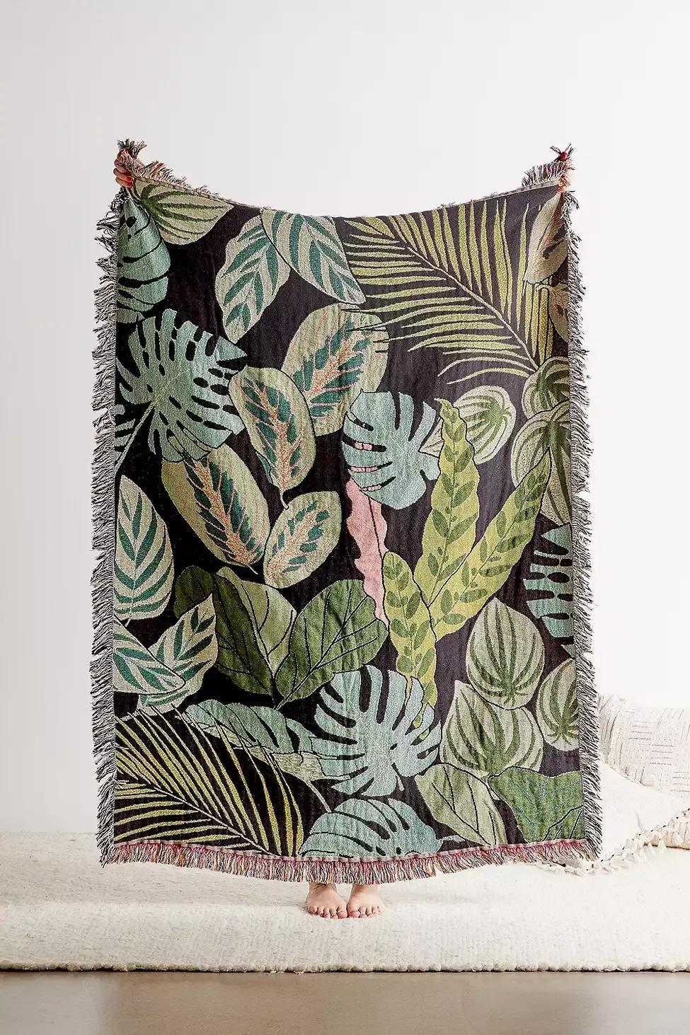 Green Plant Lovers Throw Blanket, GRN, large image number 0