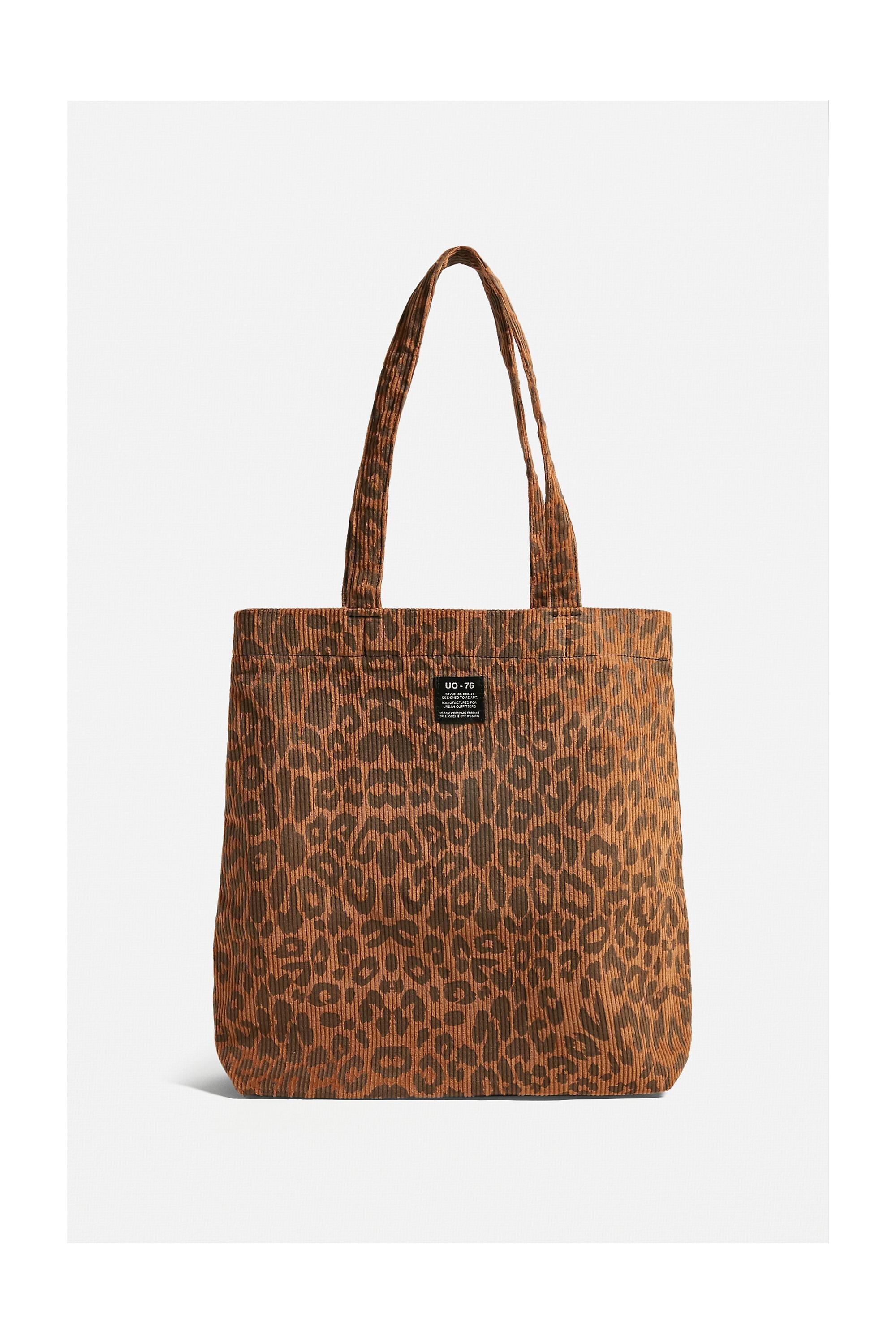 Brown UO Corduroy Animal Print Tote Bag, Women, BRN, large image number 0