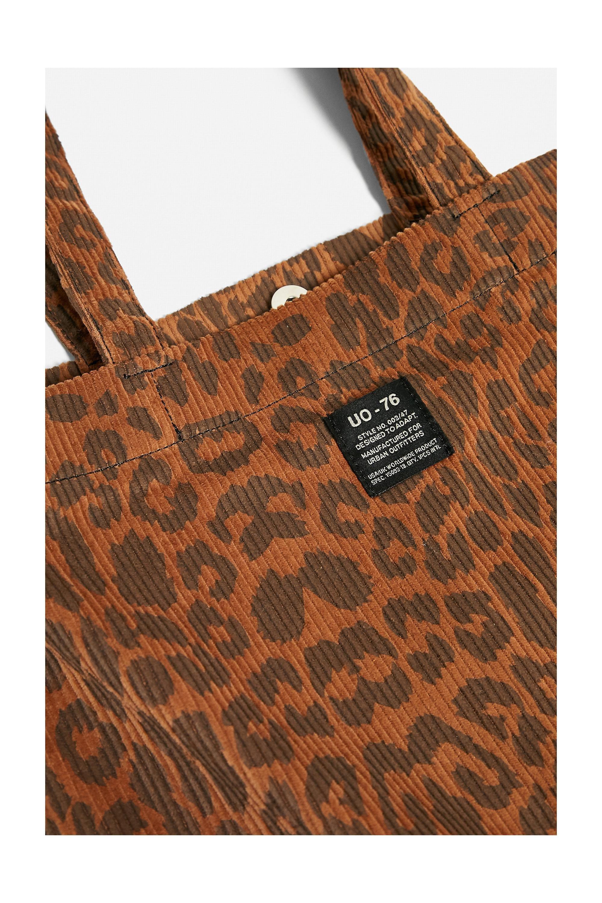 Brown UO Corduroy Animal Print Tote Bag, Women, BRN, large image number 1