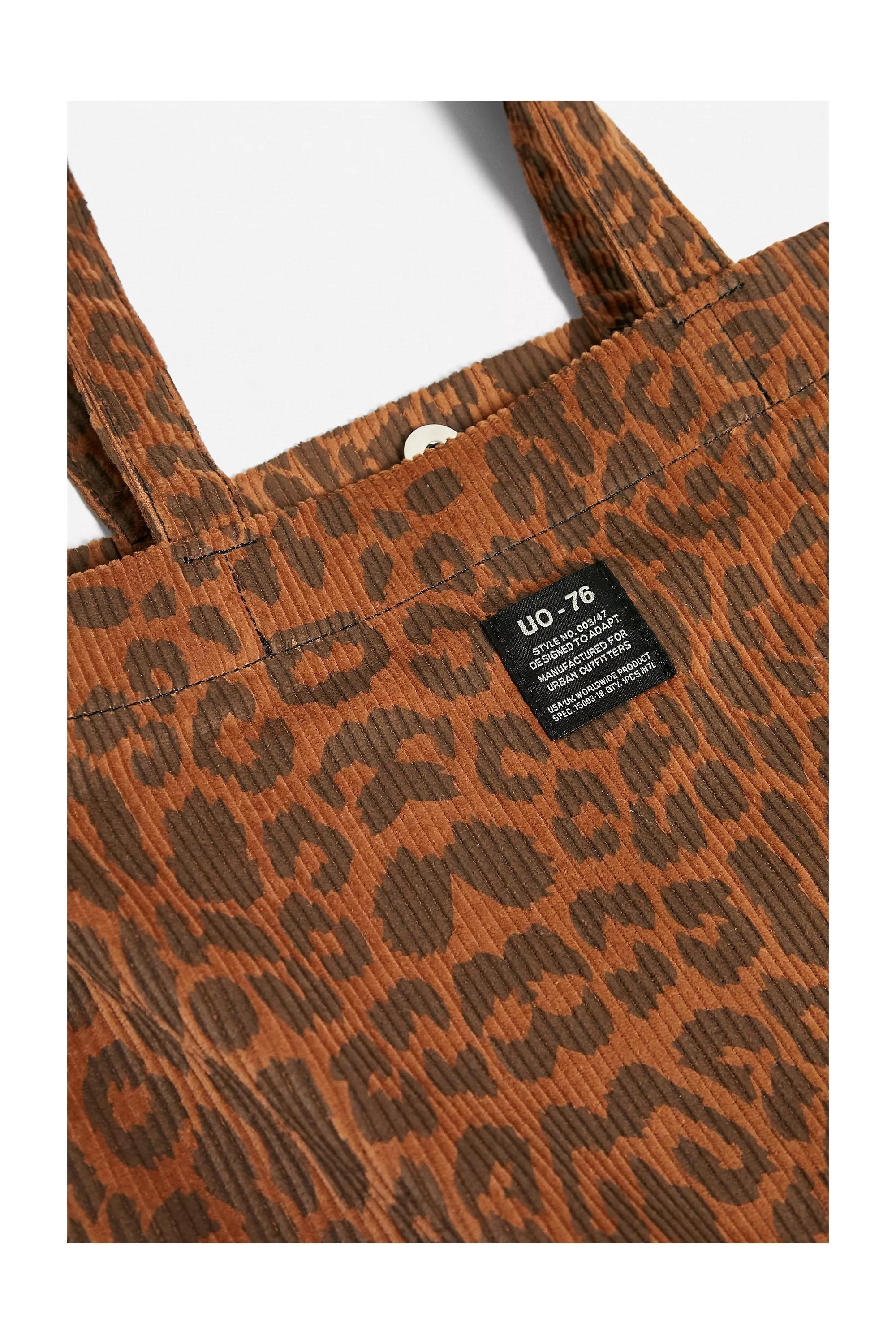 Brown UO Corduroy Animal Print Tote Bag, Women, BRN, large image number 1