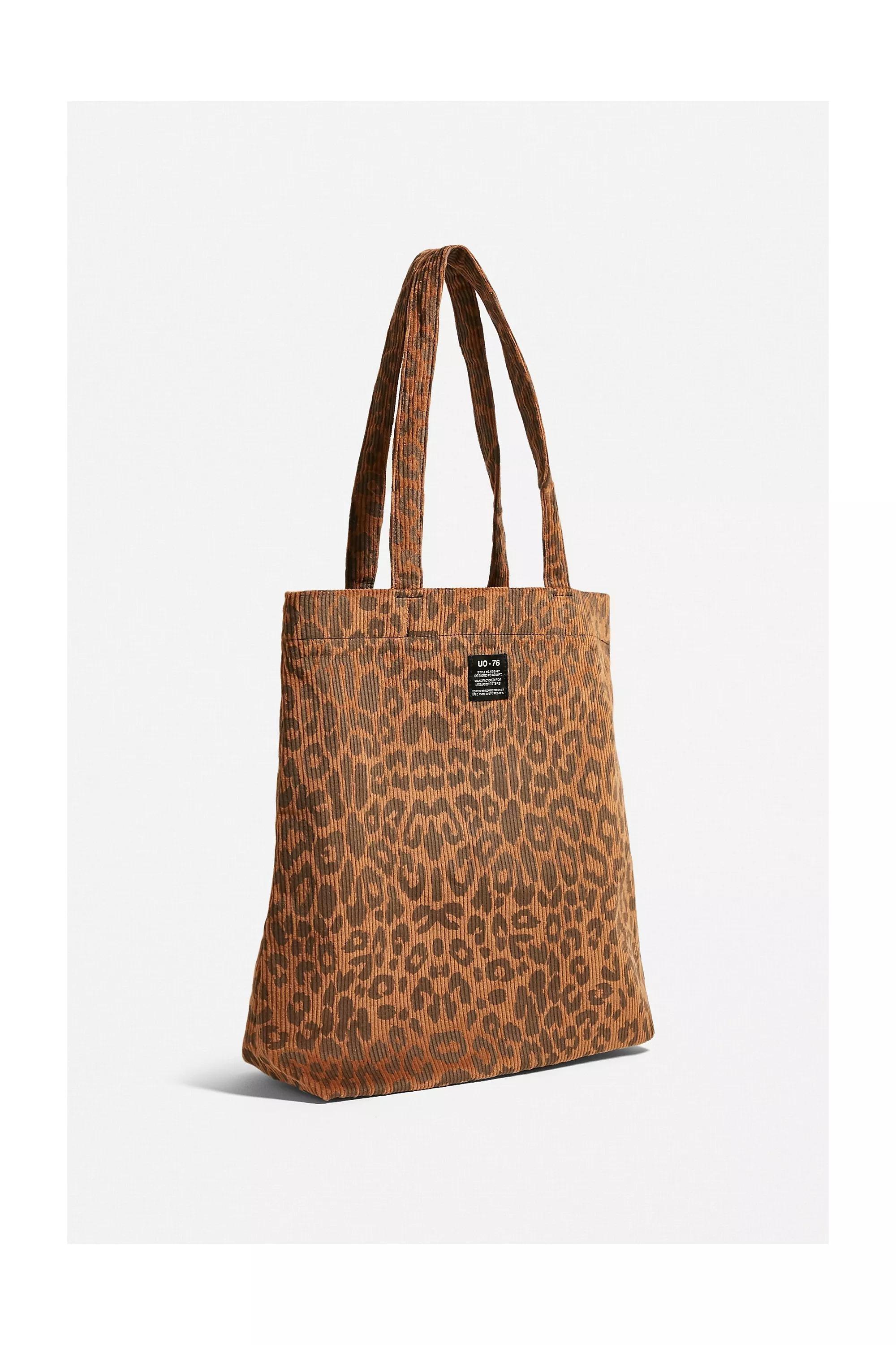 Brown UO Corduroy Animal Print Tote Bag, Women, BRN, large image number 2