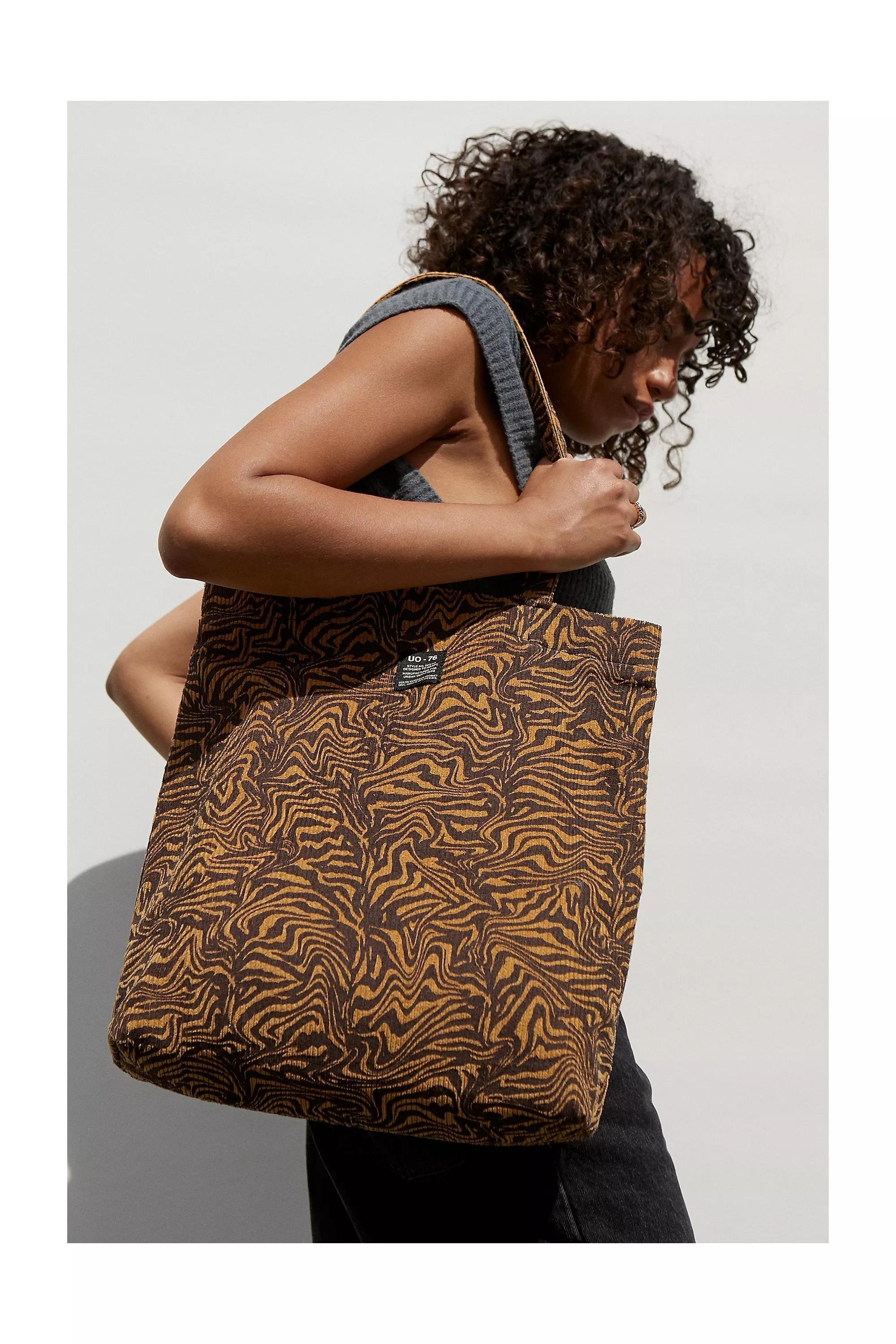 UO Leopard Print Corduroy Tote Bag