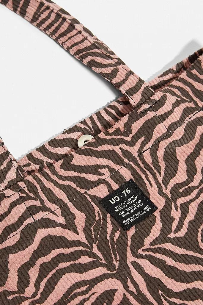 Pink UO Corduroy Animal Print Tote Bag, Women, , large image number 1