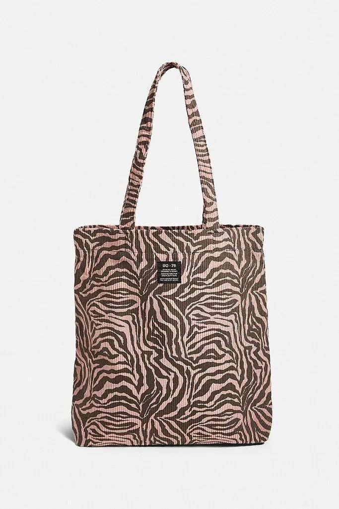 Pink UO Corduroy Animal Print Tote Bag, Women, , large image number 2