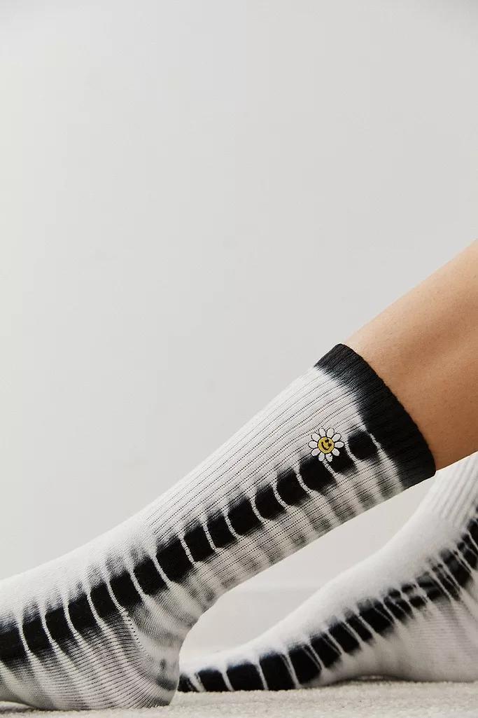 Black/White  UO Smiley Tie-Dye Socks, Women, , large image number 1