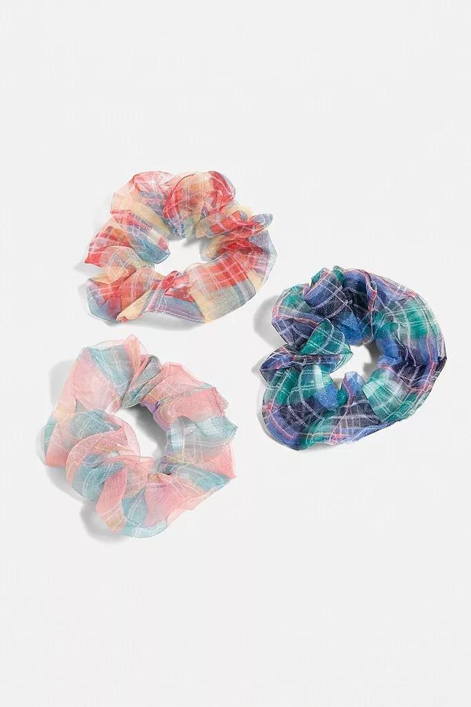 Assorted Organza Check Scrunchie Set, Women, , large image number 0