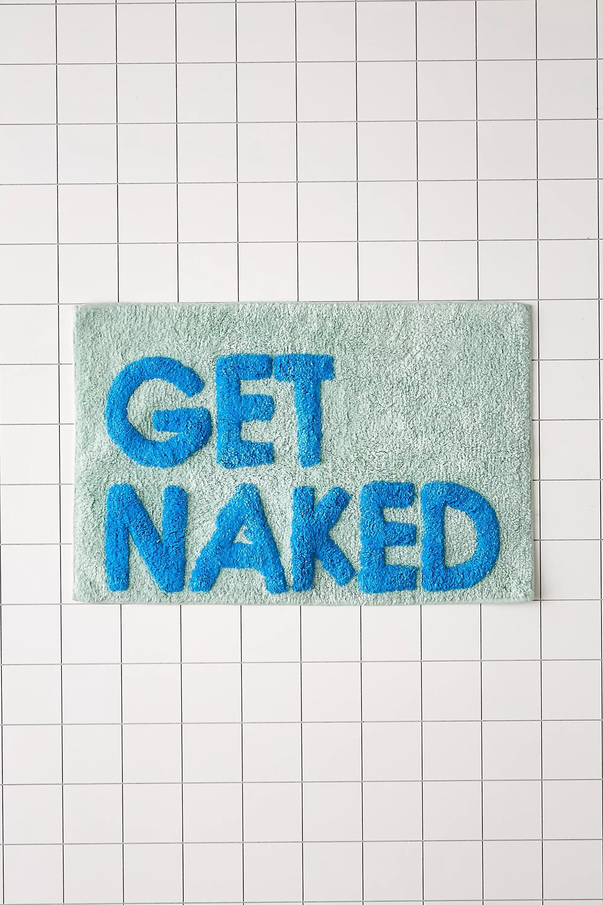 MINT Get Naked Mint & Blue Bath Mat, , large image number 0