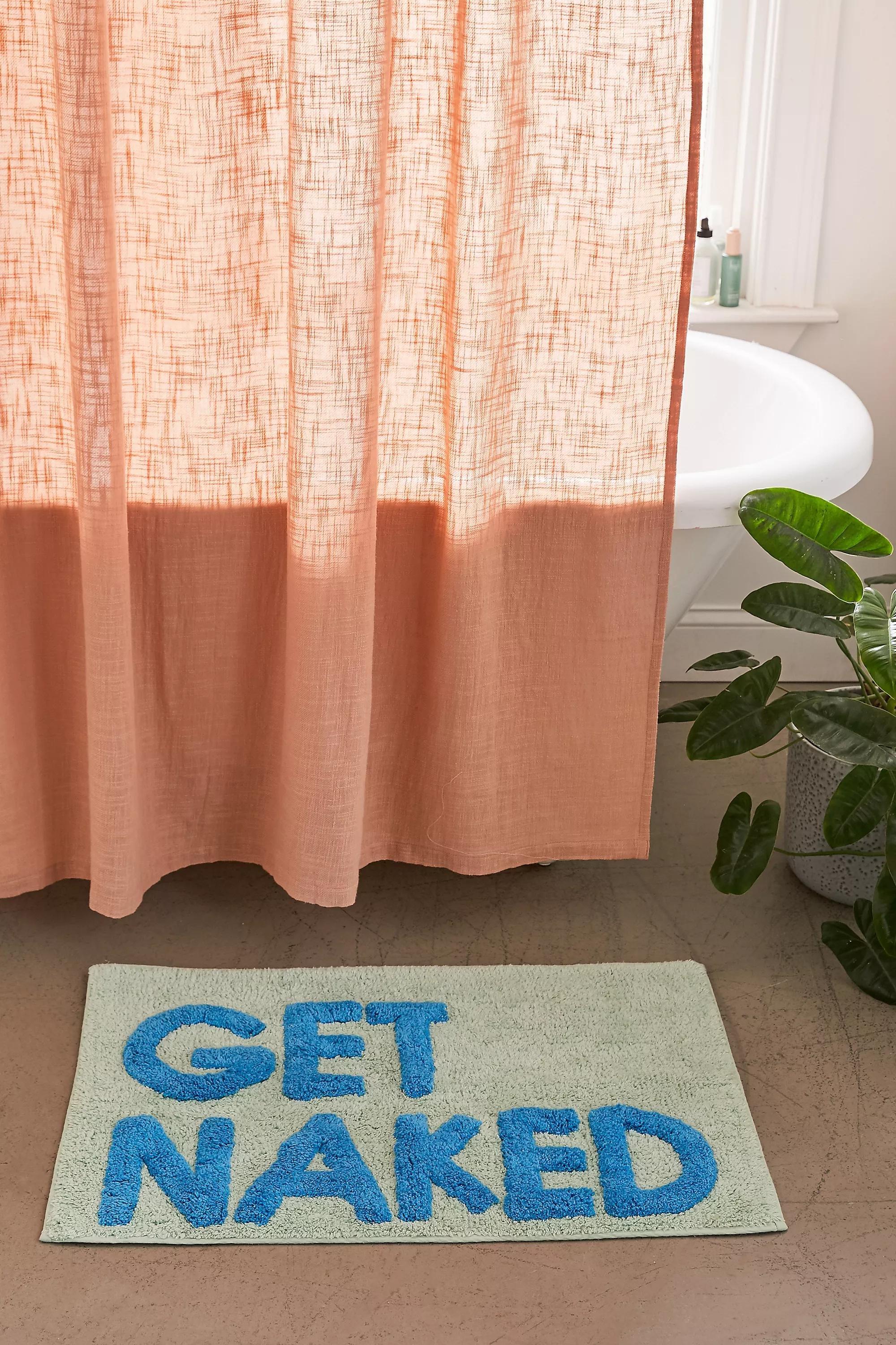 MINT Get Naked Mint & Blue Bath Mat, , large image number 1