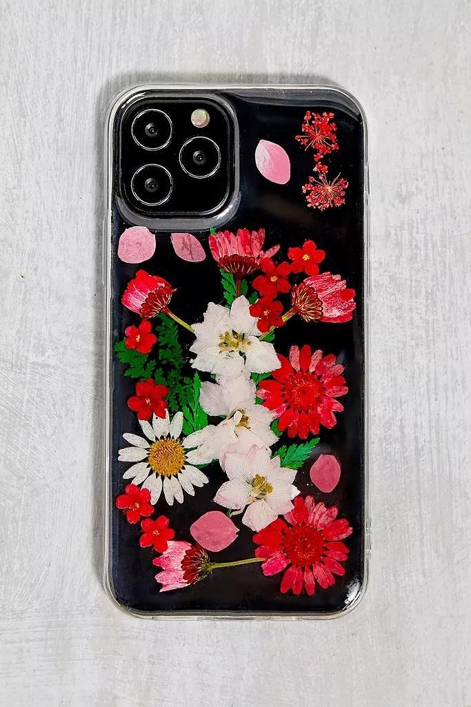 RED Red Pressed Flowers iPhone 12/12 Pro Case, , large image number 0