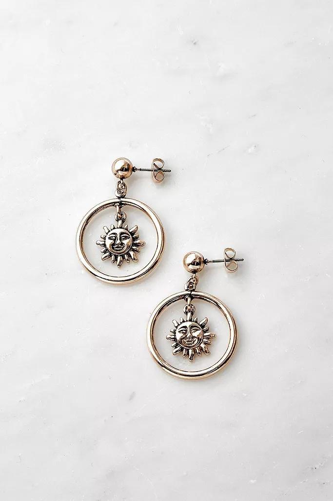 Gold Celestial Drop Earrings, Women, , large image number 0