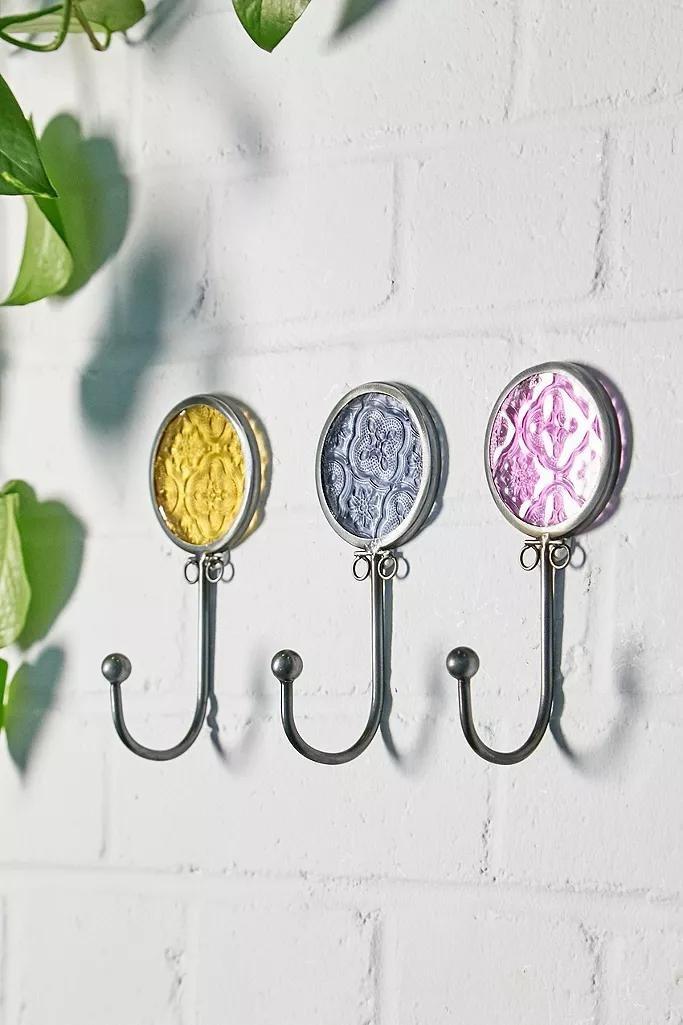 Yellow Embossed Glass Round Hook, , large image number 2