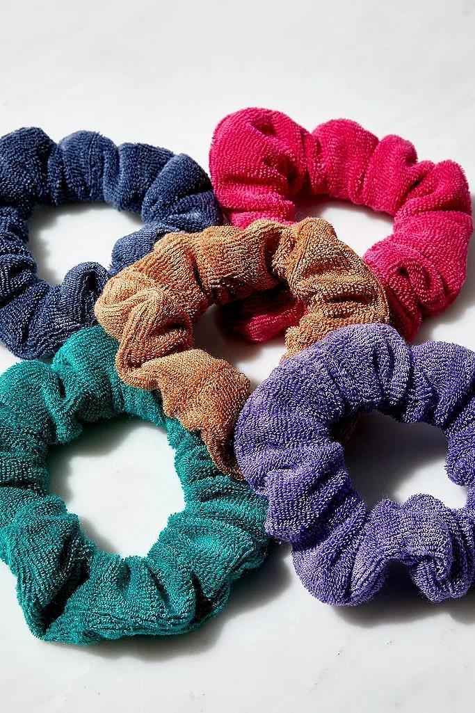 Assorted Towelling Scrunchie 5-Pack, Women, , large image number 1