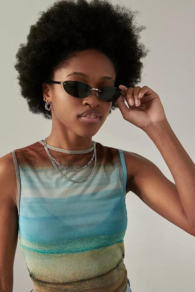 Green UO Rimless Oval Sunglasses, Women, , large image number 0