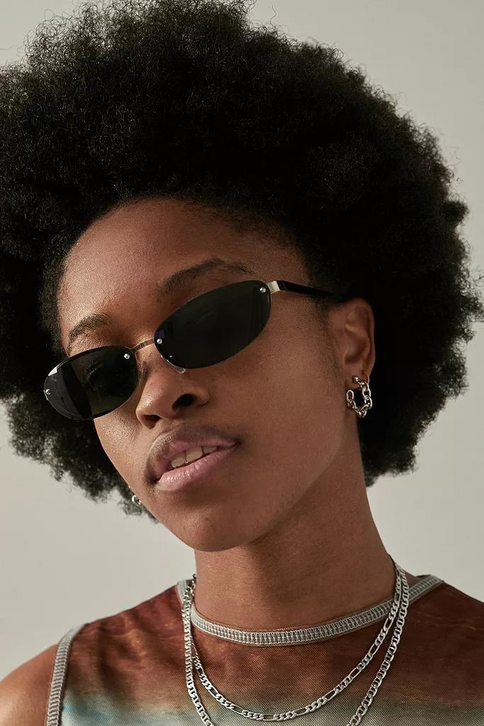 Green UO Rimless Oval Sunglasses, Women, , large image number 1