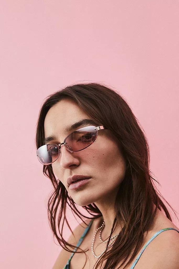 PINK UO Rimless Oval Sunglasses, , large image number 0
